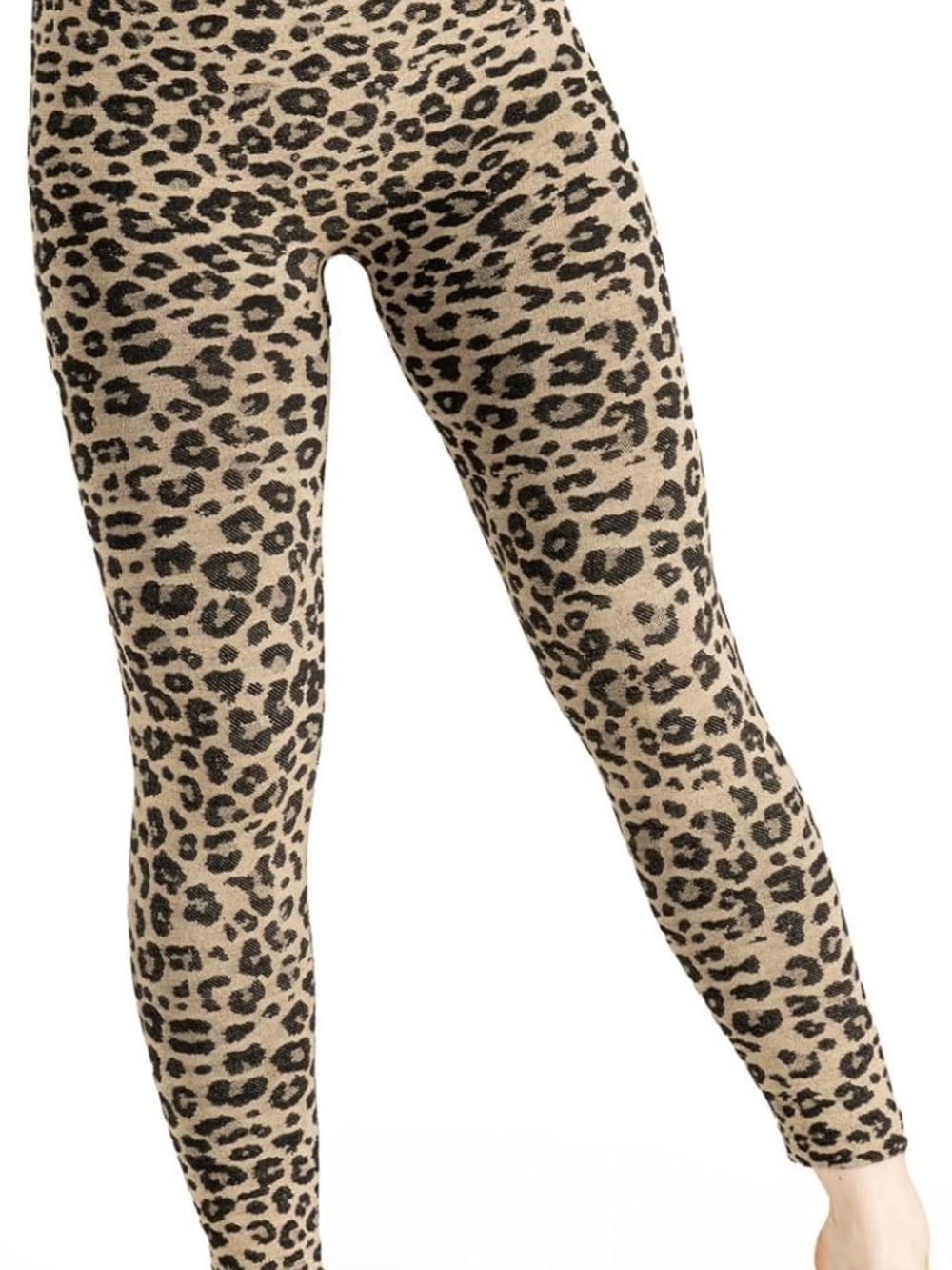 Leopard Print High-Waist Leggings - Beige/Black L/XL